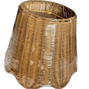 Wicker Lamp Shade Boho Scalloped Rattan Home Decor Lighting Replacement New